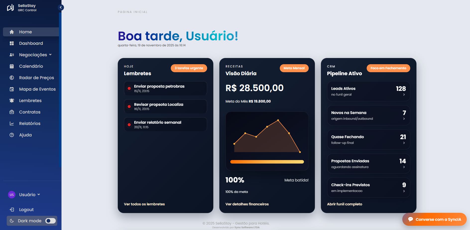 Visao geral do sistema SellaStay